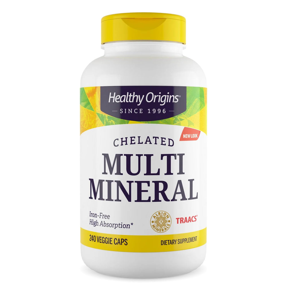 Healthy Origins Chelated Multi Mineral bottle front with 240 veggie caps