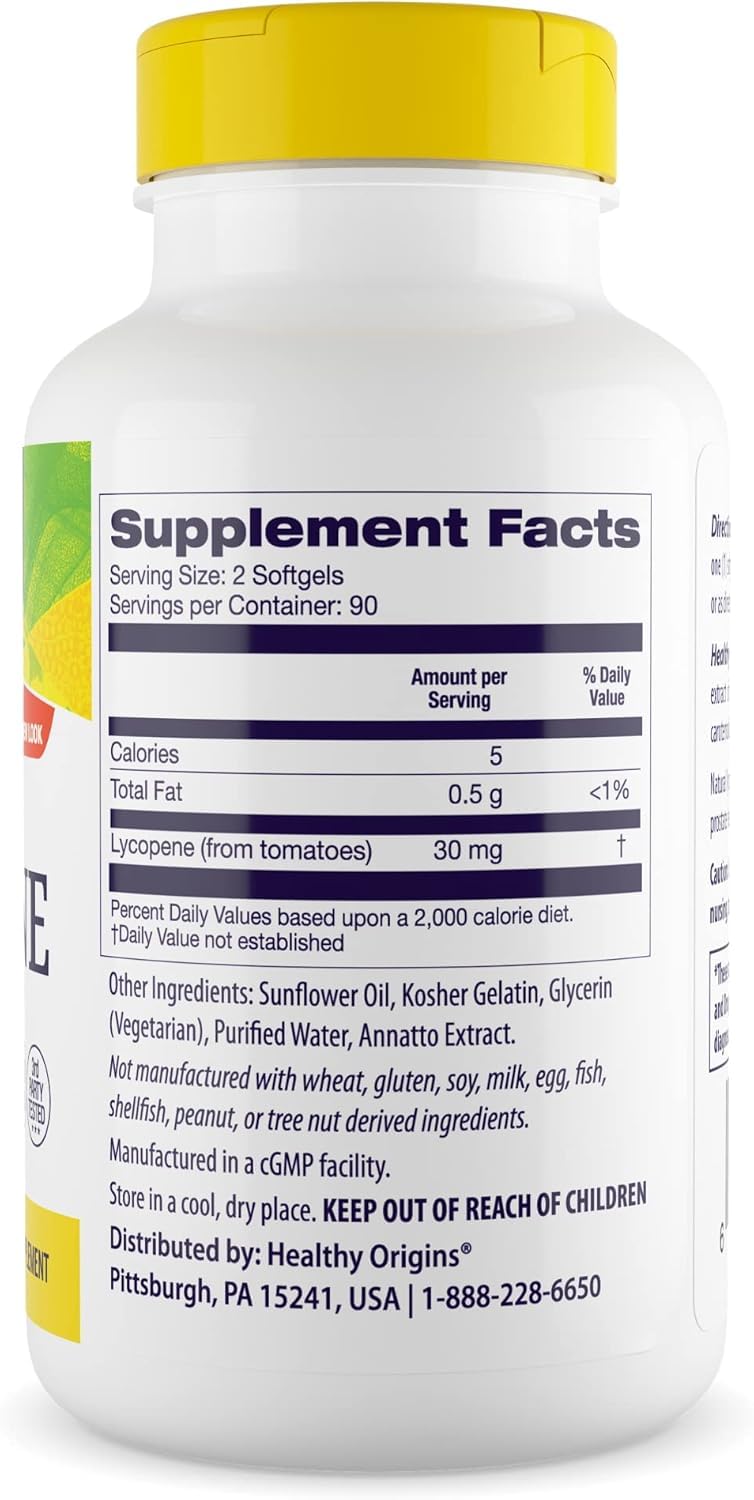 Close-up of Lycopene 15 mg label details