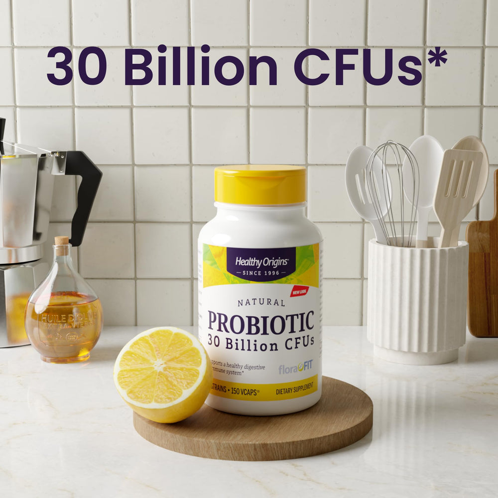 Probiotic bottle showing no refrigeration required