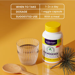 Gluten-free and non-GMO label on Healthy Origins Pycnogenol bottle