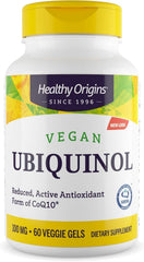 Healthy Origins Vegan Ubiquinol 100 mg bottle with 60 veggie gels