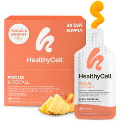 HealthyCell Focus & Recall gel pack in peach pineapple flavor