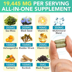 Burdock root and sea moss with iodine and chlorophyll capsules