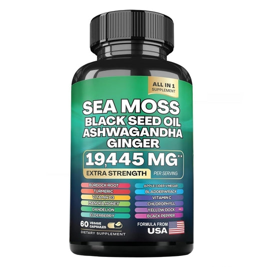 HealthyFinds Sea Moss Black Seed Oil capsules close-up
