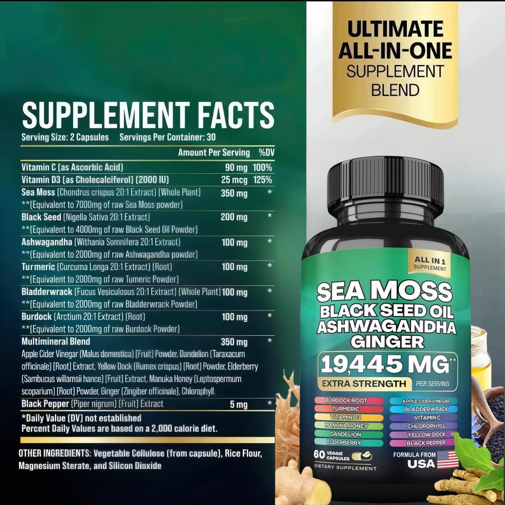 Vitamin C, D3 and Elderberry blend capsules
