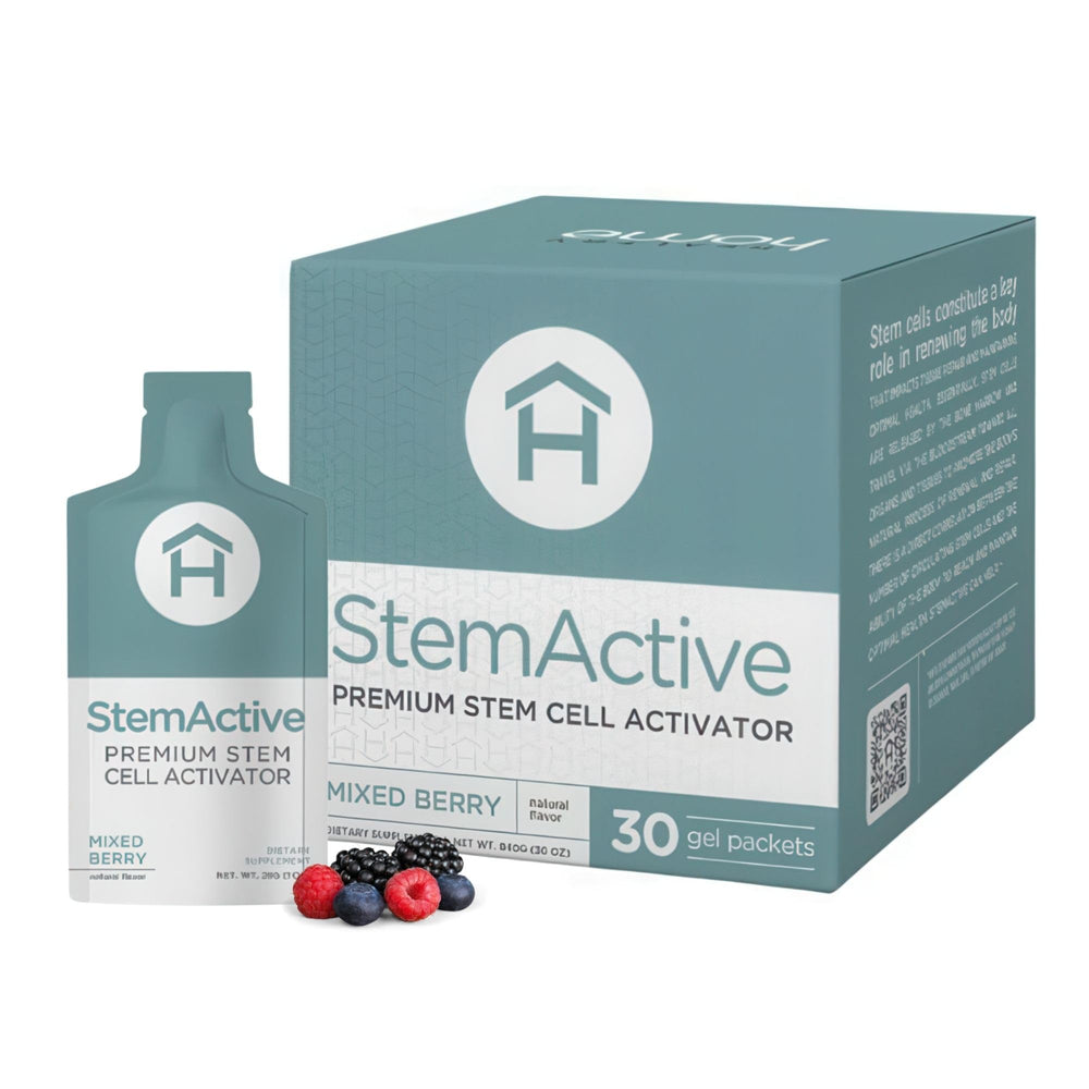 HealthyHome StemActive Gel in mixed berry flavor, 30 servings, vegan and plant-based wellness gel with Aloe Macroclada, Sea Buckthorn, and Blue-Green Algae