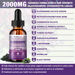 Healtionist 2-Pack Glucosamine Chondroitin MSM Liquid Drops back panel