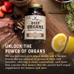 Heart & Soil spleen capsules suggesting complementary vitamins and peptides.