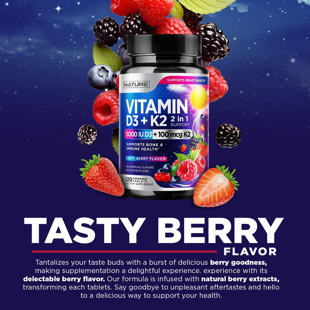 Supports heart and bone health with D3 and K2 MK-7 chewable