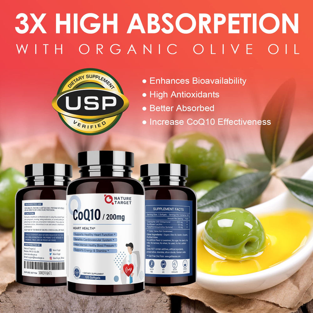 Graphic illustrating heart health and antioxidant support with CoQ10