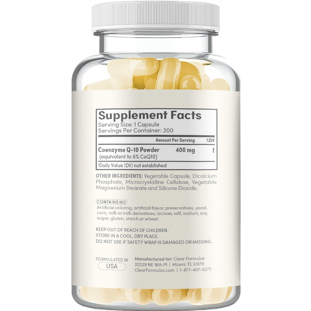 CoQ10 400mg capsules for heart health - product concept