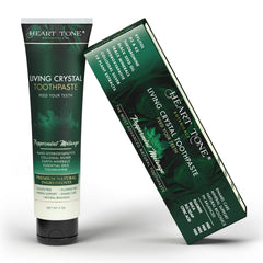 Bottle of Heart Tone Botanicals Living Crystal Toothpaste with mint accents