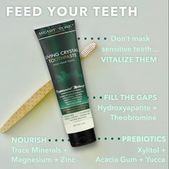 Person brushing teeth with Heart Tone Botanicals toothpaste