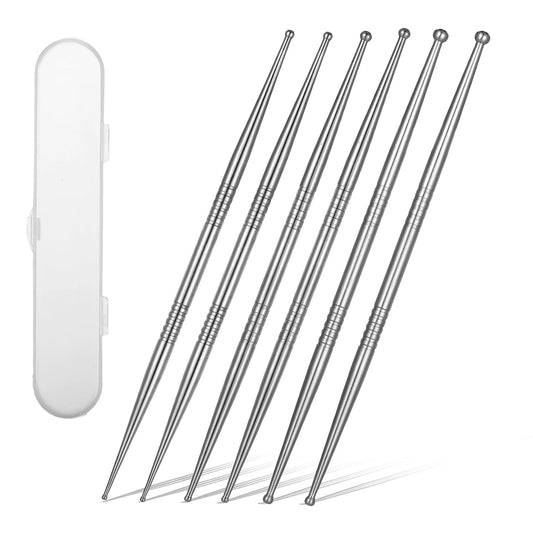 Dual-head stainless steel facial reflexology massager with six-piece set