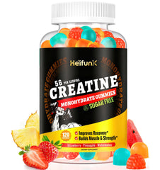 Bottle of heifunk Creatine Monohydrate Gummies Sugar Free – 120 count