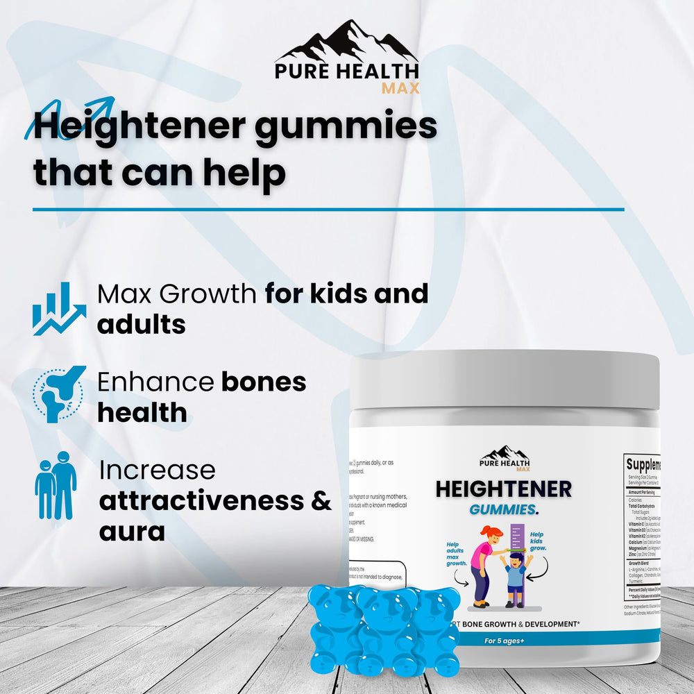 Heightener Gummies packaging for teen growth support