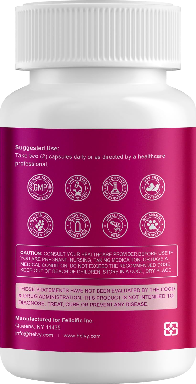 Supplement facts panel on Heivy potassium bottle