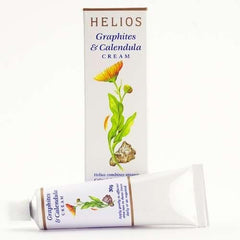 Close-up of calendula tincture and Graphites ingredients