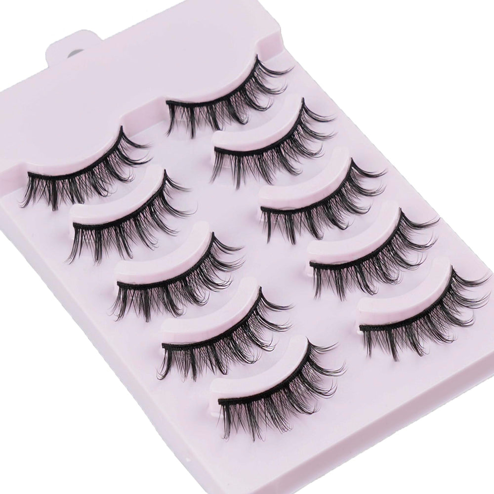 HEMERDINGO reusable cosplay lashes five pairs with case for multiple looks.