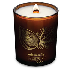 Hemlock Park Amber & Gold Wood Wick Candle – Mission Fig, front view