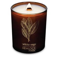 Hemlock Park Amber & Gold Wood Wick Candle in Sage, 7.2 oz