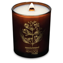 Hemlock Park Amber & Gold Wood Wick Candle in Sandalwood, 7.2 oz