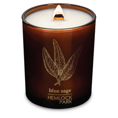 Hemlock Park Blue Sage candle 7.2 oz with coconut wax and wood wick – front view
