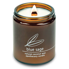 Hemlock Park 8 oz Blue Sage candle with crackling wooden wick