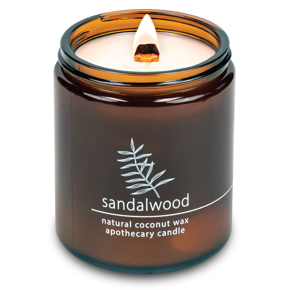 Hemlock Park sandalwood candle with crackling wood wick, 8 oz