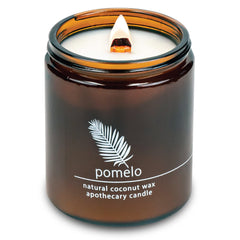 Hemlock Park candle with crackling wood wick in 8 oz Pomelo Citrus jar