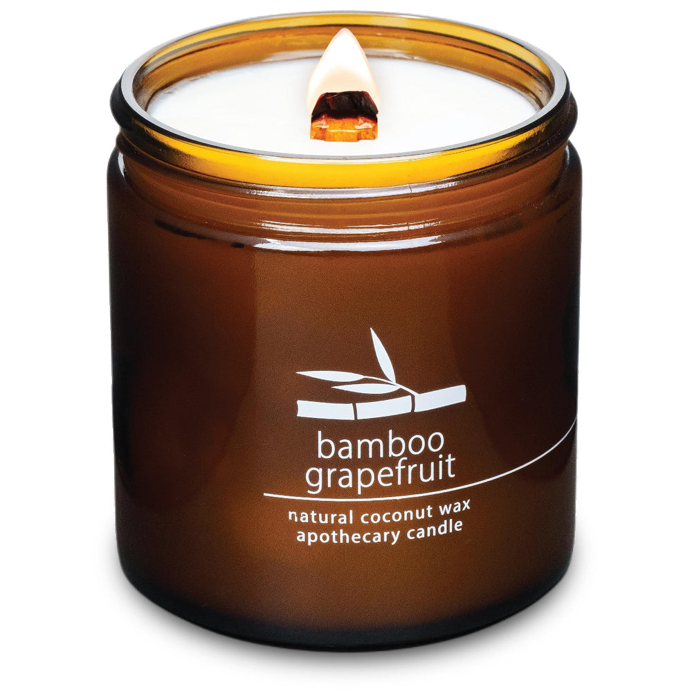 Hemlock Park 16oz Bamboo Grapefruit candle with crackling wooden wick