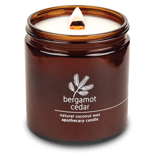 Hemlock Park crackling wood wick candle 16 oz Bergamot Cedar