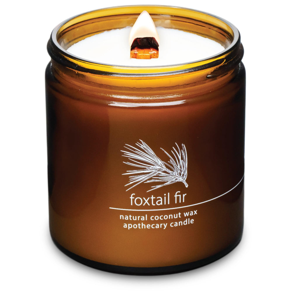 Hemlock Park crackling wood wick candle, 16 oz Foxtail Fir in a glass jar