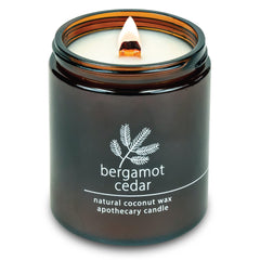 Hemlock Park 8 oz crackling wood wick candle with bergamot cedar