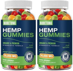 Bottle of organic hemp gummies for sleep, pain and anxiety