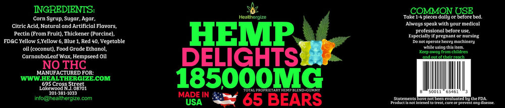 65-count container of hemp gummies bears