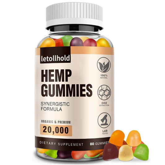 Front view of Letollhold Hemp Gummies 1 Pack with bottle