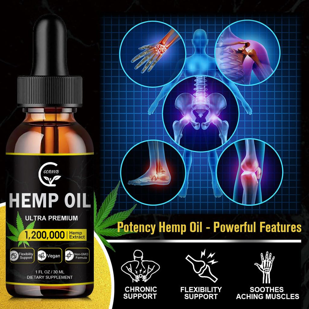 Close-up of hemp oil bottle label