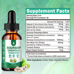 Hemyum Soursop Liquid drops added to a glass for mixing