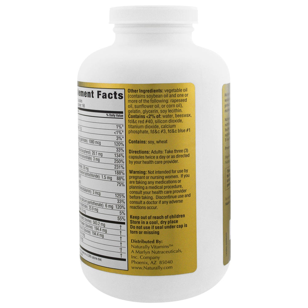 Back label of Hep-Forte 500-count bottle with usage directions