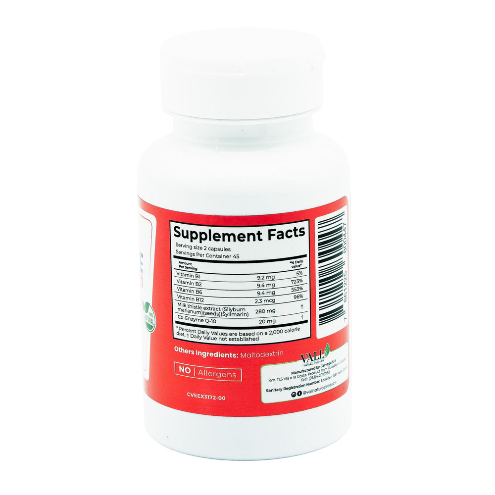Milk thistle (280 mg) and CoQ10 (20 mg) ingredients