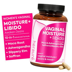 HerAuré Vaginal Moisture booster bottle: convenient daily hydration support for intimate comfort.