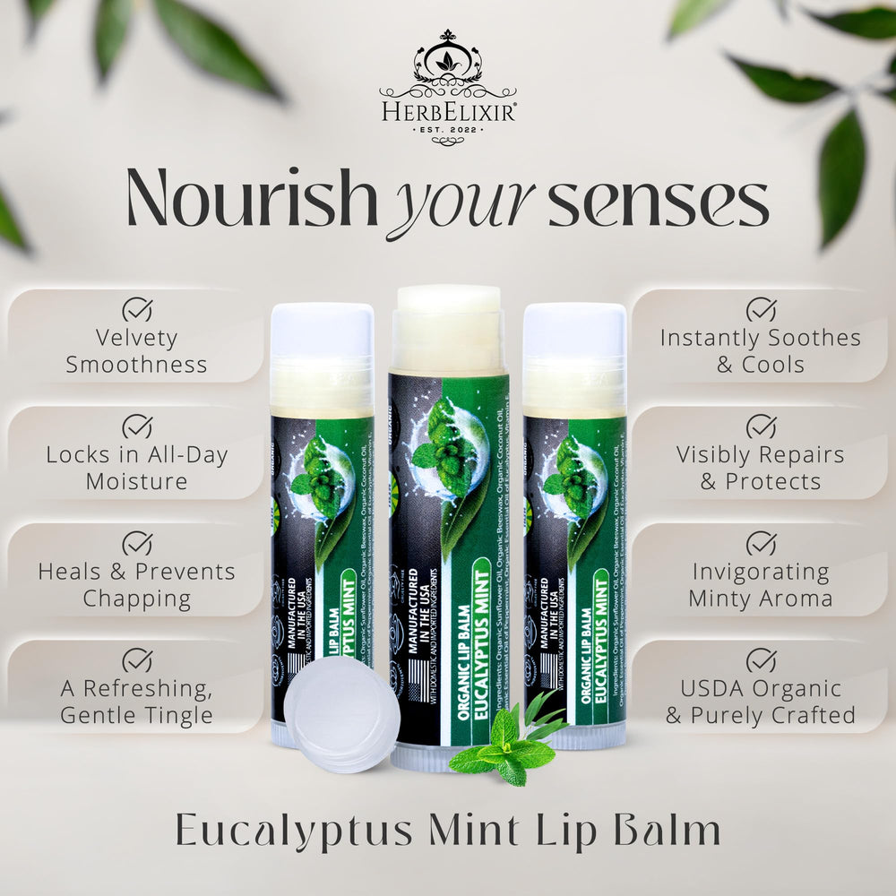 HerbElixir candy cane stocking tube showcases festive lip balm gift appeal.