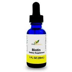 Blue cobalt glass bottle of Herb-Science Liquid Biotin 1 oz