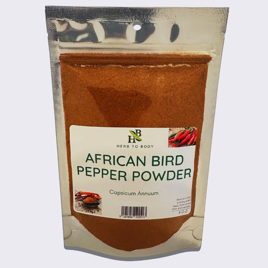 Herb To Body African Bird Pepper Powder 4oz pouch front view