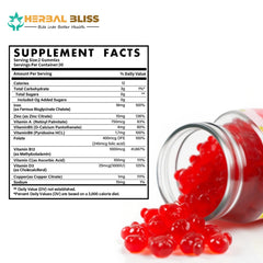 Cherry-flavored iron gummies close-up showing texture