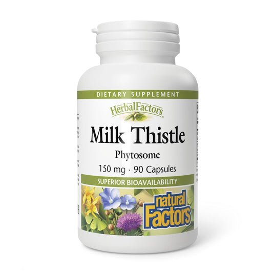 Front view of HerbalFactors Milk Thistle Phytosome bottle