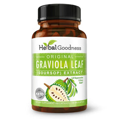 Front view of Herbal Goodness Graviola Soursop Capsules bottle