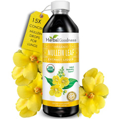 Herbal Goodness Mullein Drops bottle for lungs support and easy daily use