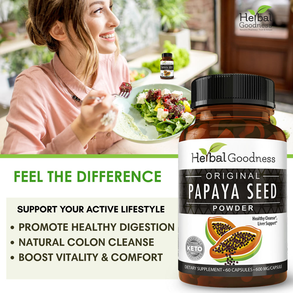 Organic Papaya Seeds label on Herbal Goodness packaging